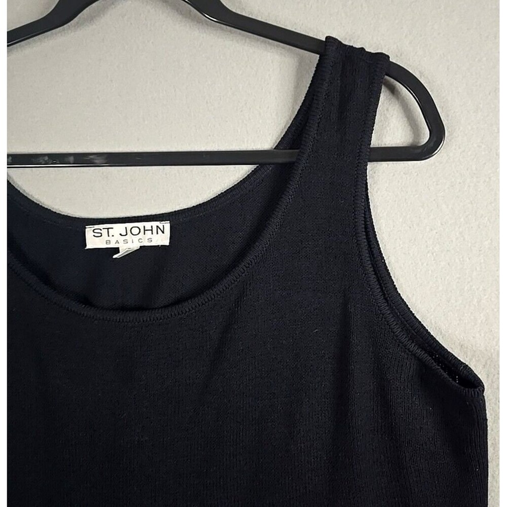 St. John Basics Womens Wool Scoop Neck Knit tank Top Size L Black